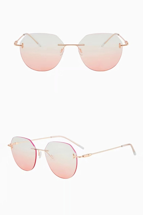 One Pc New Stylish Four Colors Frameless Gradient Color Metal Glasses Legs Polarized Uv Protection Sunglasses - Vougese
