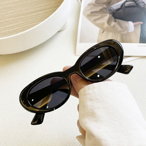 One Pc New Stylish Four Colors Round Shape Plastic Small Frame Glasses Legs Polarized Uv Protection Sunglasses - Vougese