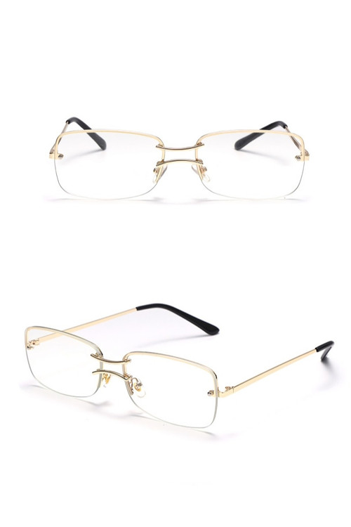 One Pc New Stylish Six Colors Frameless Square Metal Glasses Legs Polarized Uv Protection Sunglasses - Vougese