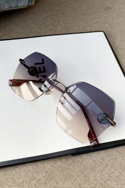 One Pc New Stylish Six Colors Hexagon Shape Metal Frame Letter Glasses Legs Polarized Uv Protection Sunglasses - Vougese