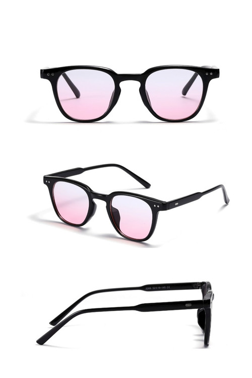 One Pc New Stylish Two Colors Round Shape Plastic Frame Gradient Color Polarized Uv Protection Sunglasses - Vougese