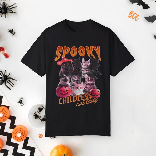 Spooky Childless Cat Lady Shirt | Vintage Bootleg Shirts - Vintagebootlegshirts