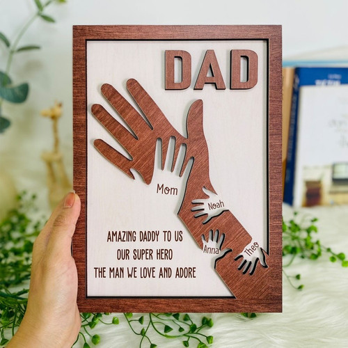 Personalized 'Strong Arms' Wooden Sign – Custom Father's Day Gift for Dad | Family Wall Decor