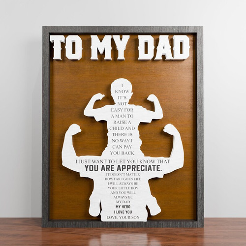 Father's Day decor sign for Dad from son, 'To My Dad' message plaque, heartfelt gift to celebrate your father's love | Familywalldecor