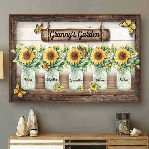Heartfelt Sunflower Canvas - Custom Garden Art for Grandma's Gift | Familywalldecor