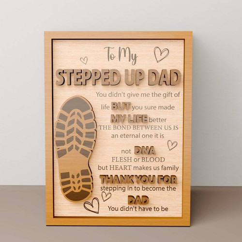 Touching Stepped Up Dad wooden sign, personalized with kids’ names and date, Father’s Day gift and living room wall decor | Family Wall Decor