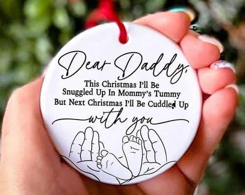 Daddy's First Christmas ornament, keepsake gift from baby for new dad, classic holiday design to cherish on the family tree | Familywalldecor