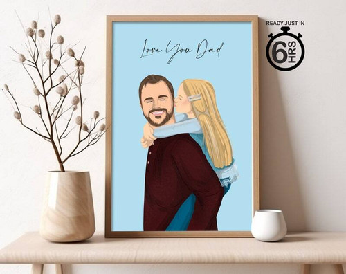 Father's Day custom dad portrait painting from your photo in vibrant color, keepsake artwork, vertical headshot decor | Familywalldecor