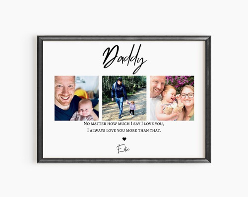 Personalized dad gift custom photo print with your photo and heartfelt message, perfect for dad’s birthday gift from son | Familywalldecor