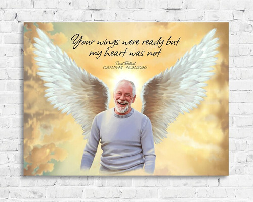 Angel Wings Grandpa Memorial Canvas - Heartfelt Sympathy Art | Family Wall Decor