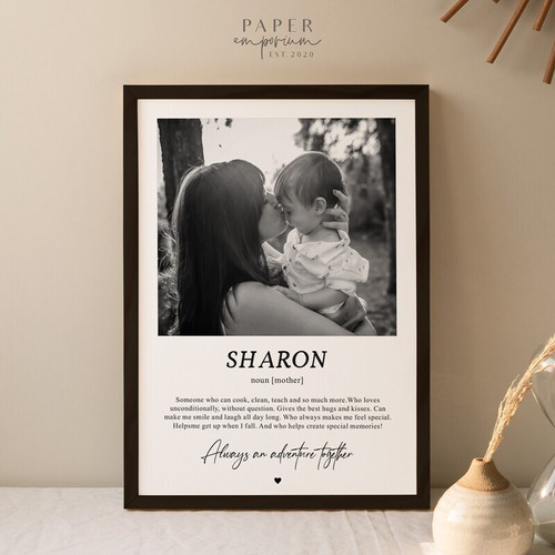 Mom definition canvas art, personalized with custom name and date; thoughtful Mother's Day gift and living room wall decor | Familywalldecor