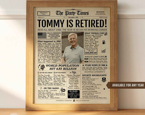 Retirement canvas print with personalized name and date, ideal gift for men or women, office or party decor, work anniversary | Family Wall Decor