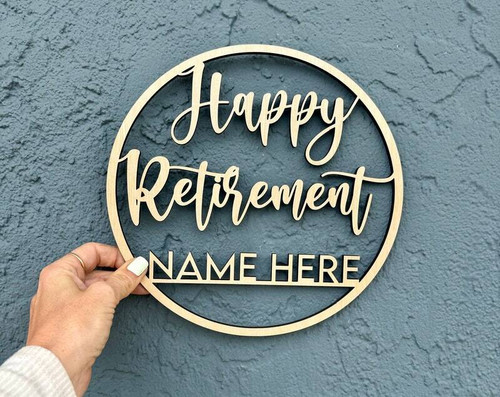 Retirement wood sign, personalized with coworker name and years of service; engraved rustic plaque for office farewell decor | Familywalldecor