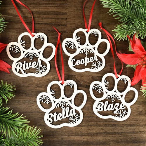 Pet memorial Christmas ornament, personalized 2024 keepsake with custom pet name, dog or cat tribute for tree decor | Familywalldecor