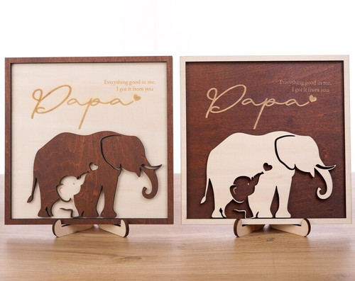 Thoughtful Elephant Family Wood Sign - Personalized Gift For Mom, Dad, Grandma & Grandpa For Mother's Day Or Father's Day Decor | Familywalldecor