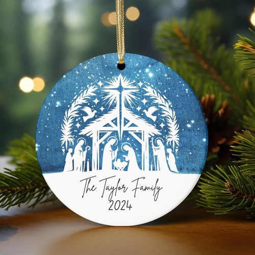 Personalized Faith And Family Nativity Ornament - Heartfelt Christmas Gift For Blended Families And Adoptions | Family Wall Decor