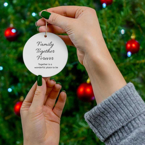 Family Is Forever ornament personalized with family name and year, heartfelt Christmas tree keepsake, meaningful holiday gift | Family Wall Decor