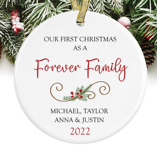 Family Is Forever ornament, touching adoption gift for married couples with keepsake gift box, classic Christmas tree décor | Family Wall Decor