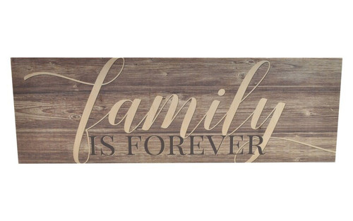 Family Is Forever wood sign, farmhouse-style rustic wall decor, distressed wooden plaque for living room gallery wall display | Family Wall Decor