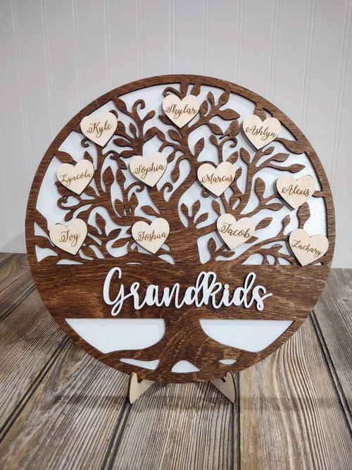 Family Like Branches wood sign for grandma, personalized with grandchildren names and tree motif, rustic Christmas gift | Familywalldecor