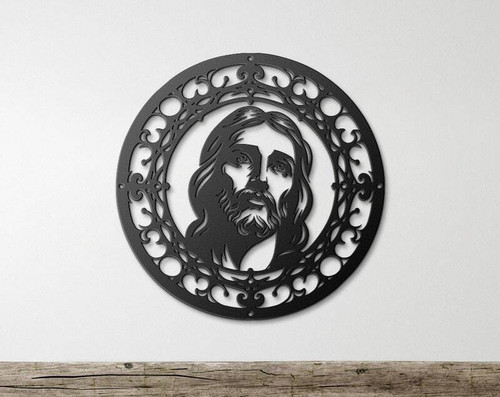 Personalized Jesus portrait metal sign wall art with custom name and date, meaningful Christian gift for baptism or Easter | Family Wall Decor