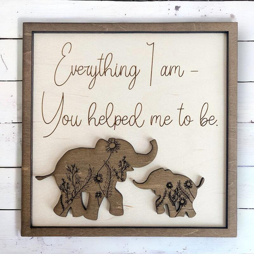 Elephant family wood sign, personalized with parents’ names and wedding date; rustic engraved keepsake gift for Mother’s Day. | Family Wall Decor
