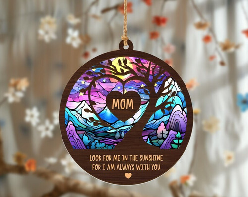 Memorial suncatcher for Dad, heart-shaped glass, personalized with name and dates, sympathy gift to honor a father's memory | Familywalldecor