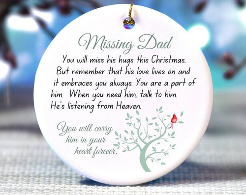 Memorial for dad Christmas ornament, heartfelt sympathy gift honoring father's memory, remembrance keepsake for holiday tree | Familywalldecor