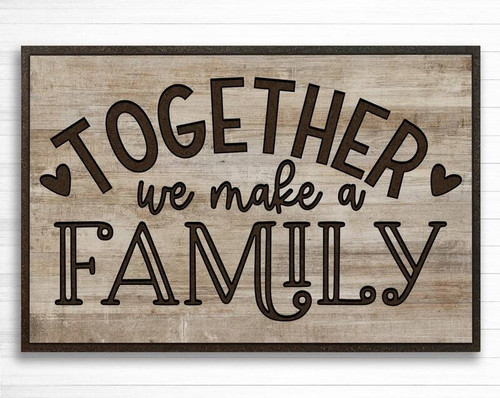 Together we make a family carved wood sign, modern farmhouse wall decor for the living room with engraved quote | Familywalldecor