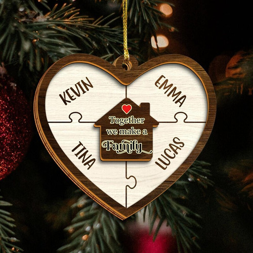 Personalized Wooden Ornament 'Together We Make A Family' – Custom Family Christmas Gift | Family Wall Decor