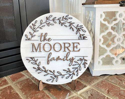 Personalized Rustic Welcome Family Sign - Farmhouse Style Shiplap Decor For Housewarming Gift | Family Wall Decor