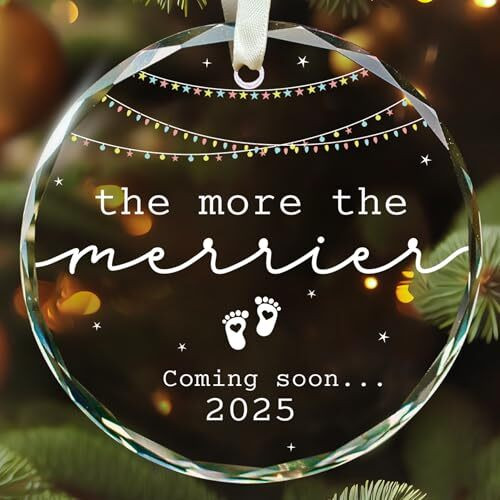 Christmas 2025 acrylic ornament for pregnancy announcement, personalized with names and year; gift for husband, tree decor. | Familywalldecor