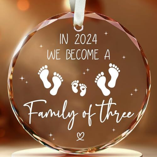 Family of three acrylic ornament for new parents' first Christmas, hanging tree decor and heartfelt gift for new mom and dad | Familywalldecor