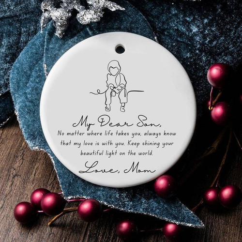 Mother and son ornament personalized with names and year, heartfelt Christmas gift for son and cherished holiday tree decor | Familywalldecor