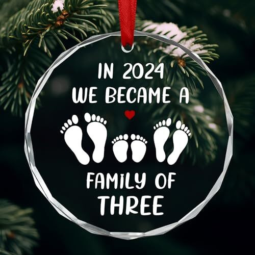 Baby's First Christmas 2024 acrylic ornament for new parents, clear hanging keepsake for holiday tree decor display | Familywalldecor