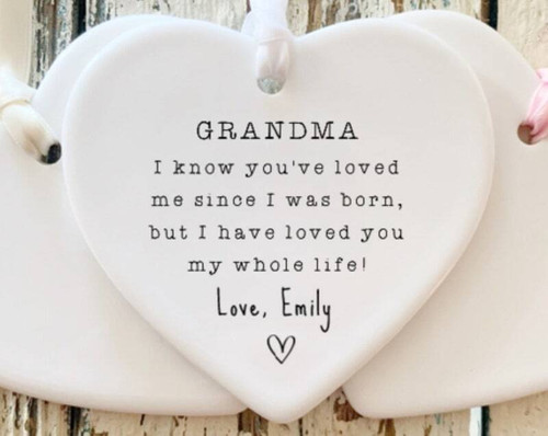 Grandma and granddaughter ornament personalized with names and date, sentimental gift for Mother's Day from granddaughter | Family Wall Decor