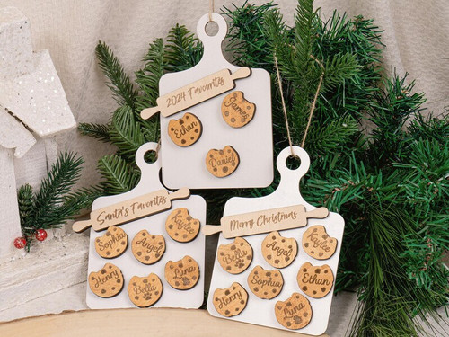 Grandma kitchen art wooden ornament personalized with family name and grandkids, Christmas gift for grandparents tree decor | Familywalldecor