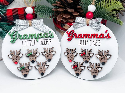 Reindeer Christmas ornament for Grandma, cute little holiday keepsake to hang on the tree; thoughtful Christmas gift idea | Family Wall Decor