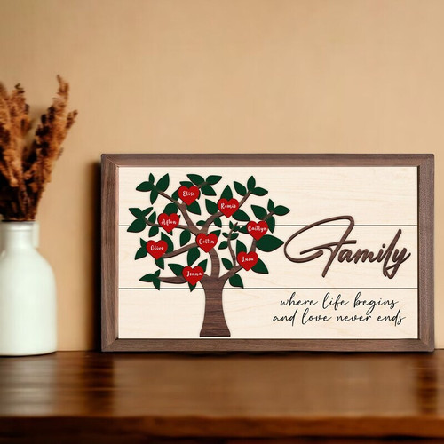 Family tree wall art personalized with children’s names, portrait style for mom’s living room, Mother’s Day gift | Familywalldecor