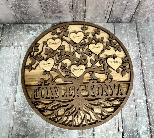 Personalized Family Tree Wall Decor Anniversary Gift For Mom and Dad - Wood Sign For Living Room | Familywalldecor