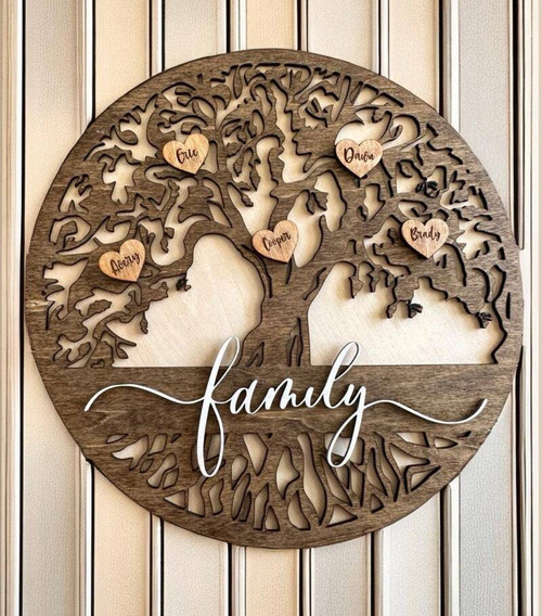Family tree rustic wooden wall sign personalized with grandchildren names for Grandma; farmhouse decor, Mother’s Day gift. | Familywalldecor