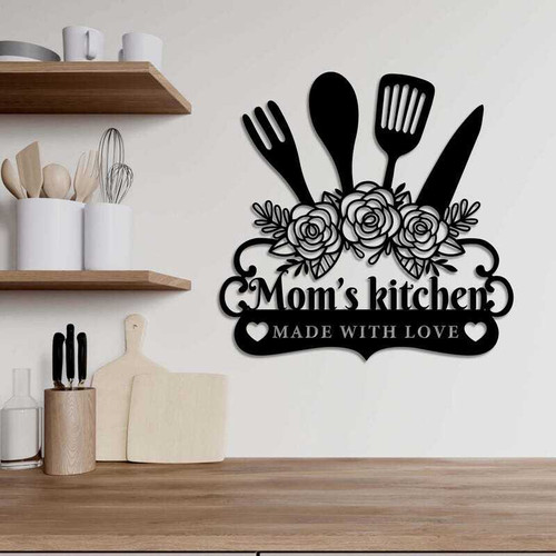 Personalized Mom’s & Nana’s Kitchen metal wall sign decor with heart accents, custom names, birthday gift for her kitchen | Family Wall Decor