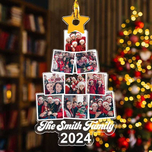 Family tree acrylic ornament personalized with engraved family names and year, keepsake for Christmas gifting or wall display | Familywalldecor