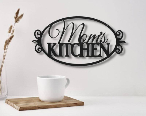 Mom's Kitchen metal wall sign personalized with family name, charming kitchen décor and a heartfelt Mother’s Day gift | Family Wall Decor