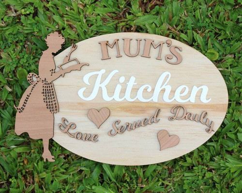 Mom's kitchen personalized sign, rustic wood farmhouse plaque with custom family name, Mother's Day gift and kitchen decor | Familywalldecor