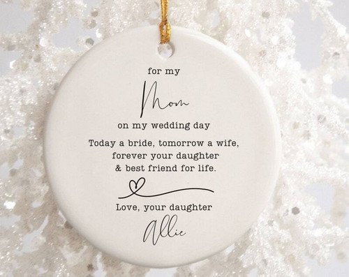 Mother daughter art ornament for Mother of the Bride, sentimental wedding or Christmas keepsake for the holiday tree | Familywalldecor