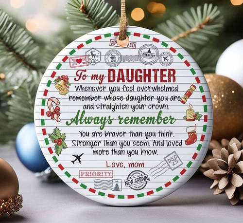 Mother daughter art ornament keepsake with mother-daughter illustration, heartfelt gift from mom or dad for their daughter. | Familywalldecor