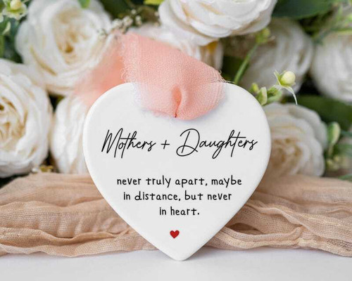 Mother–daughter art ornament for Christmas tree decor, celebrating their bond; heartfelt holiday gift for mom and daughter | Familywalldecor