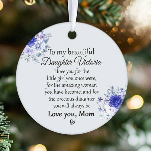 Mother daughter art ornament with custom names and year, Christmas gift from mom to adult daughter, sentimental keepsake | Familywalldecor