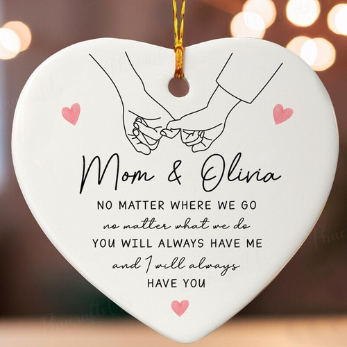 Heartfelt mother-daughter art ornament for Christmas 2024, sentimental tree decor and keepsake gift from daughter to mom | Familywalldecor